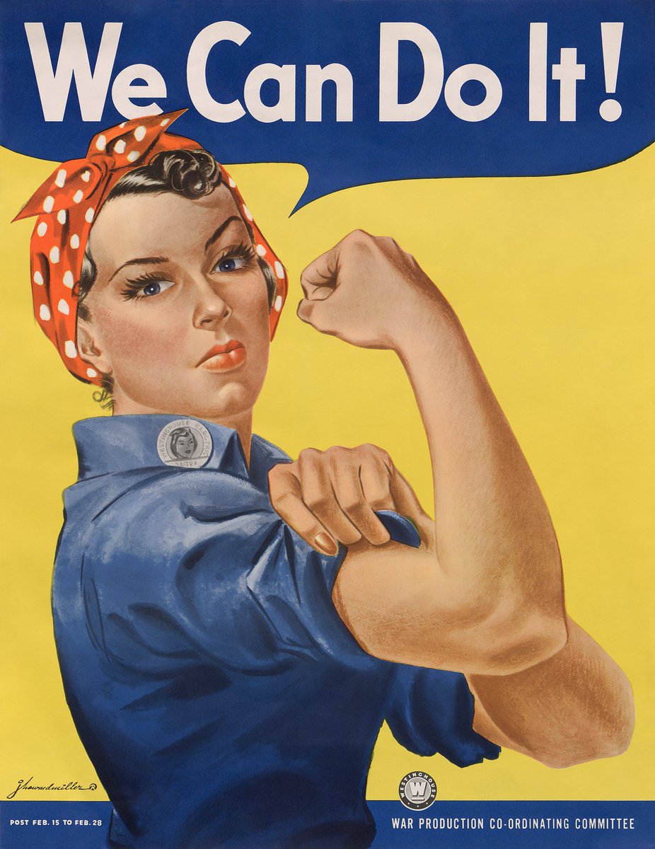 Engrandarch's tweet photo. "We Can Do It!" is an American World War II wartime poster produced by J. Howard Miller in 1943 for Westinghouse Electric as an inspirational image to boost female worker morale.

More information:
https://t.co/o8Lh4o3o7i

#InternationalWomensDay 
#InternationalWomensDay2022 https://t.co/FddRlFBtDT