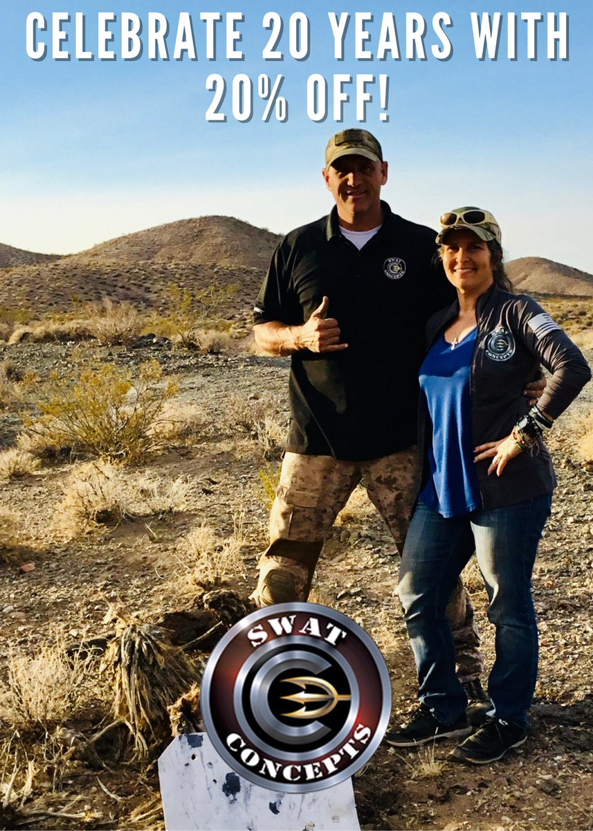 SWATConcepts's tweet image. Through the end of March, get 20% off any SWAT Concepts course or package in celebration of Co-founders Charles and Claudia Moser celebrating their 20th anniversary!

Don&apos;t wait! Book your adventure by the end of March at SWATConceptsLV.com!

#SWATConcepts #20thAnniversary