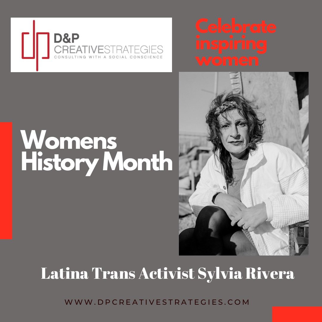 dandpcs's tweet photo. D&amp;P Celebrates Womens History Month by recognizing inspiring Latinas. The first Latina Trans Activist who worked tirelessly for justice and civil rights Sylvia Rivera. #WomensHistoryMonth #LatinaPower #InspiringLatinas #LGBTQActivist https://t.co/U2z8tga5vR