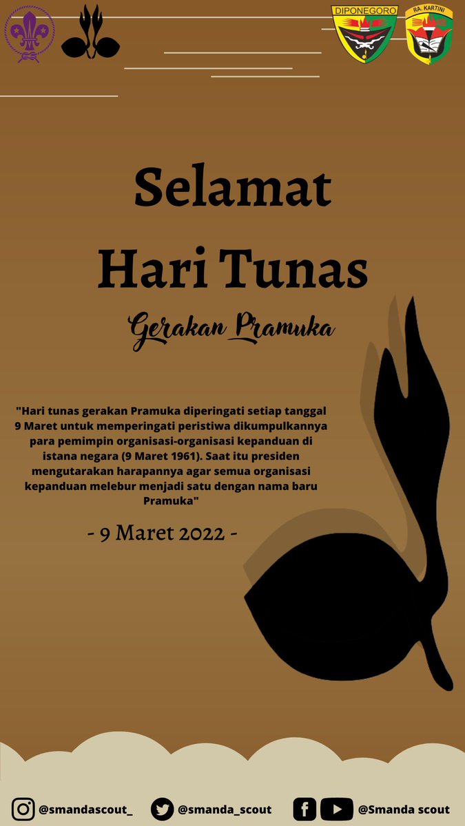 smanda_scout's tweet photo. Selamat Hari Tunas Gerakan Pramuka - 9 Maret 2022
#PramukaJateng 
#HariTunasGerakanPramuka 
#HariTunas2022 https://t.co/h1fdScvy7k