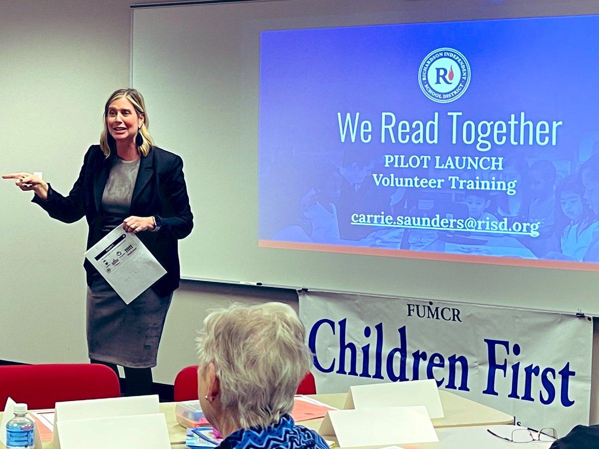 Ready! Set! GO! <a href="/FUMCR/">FUMCR</a> <a href="/RichardsonISD/">Richardson ISD</a> We Read Together pilot mentor training. “Ensuring Literacy Success for ALL.” TY Dr. Saunders for passion, leadership &amp; champion for all kiddos. Let’s do this! 👍