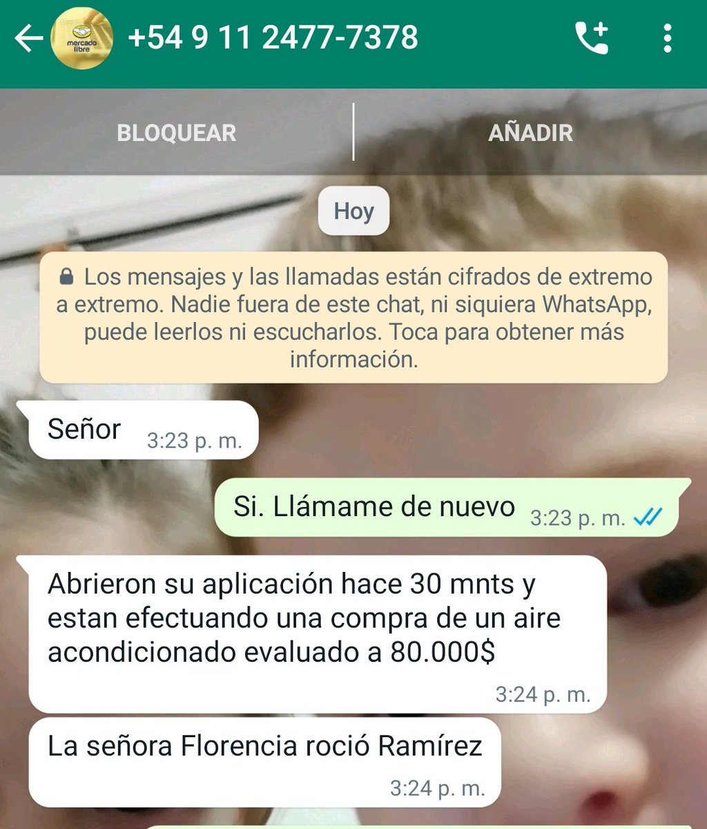 piloofkors's tweet image. Hoy me llamaron desde este número diciendo que eran de @Mercadolibre y que llamaban xq "alguien se había apoderado de mi cuenta y quería hacer un gasto". Pronto advertí que todo era inconsistente, pero decidí seguirla. Se cortó, me escribieron esto 👇, y volvieron a llamar (sigo)