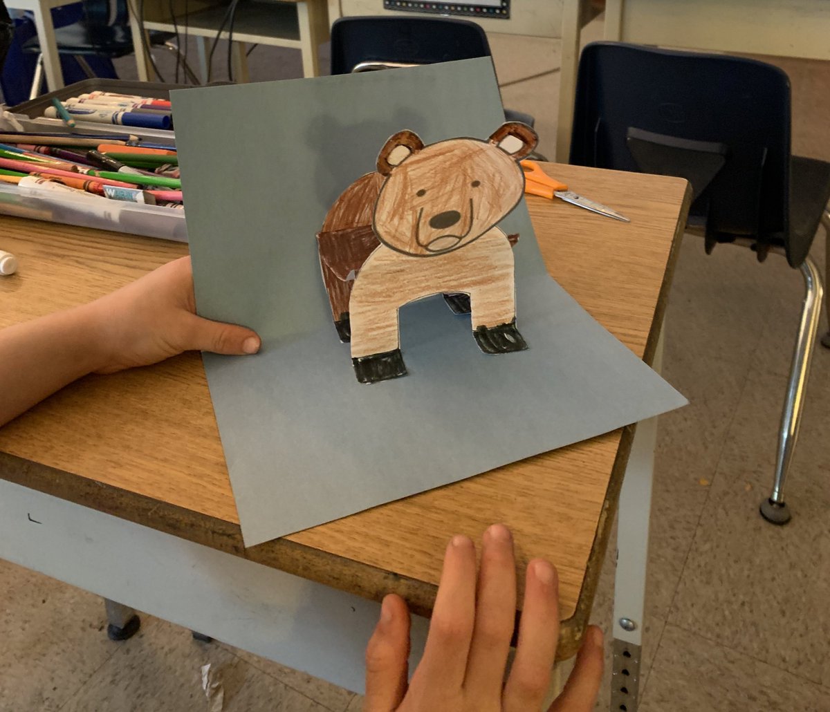 Today we read “Sharing Our World: Animals of the Native Northwest” by Garfunkel Publications. Students discussed how they can be kind to animals and the earth. Each student chose an animal to create a 3D image. This is the first step to our classroom pop-up book on kindness!