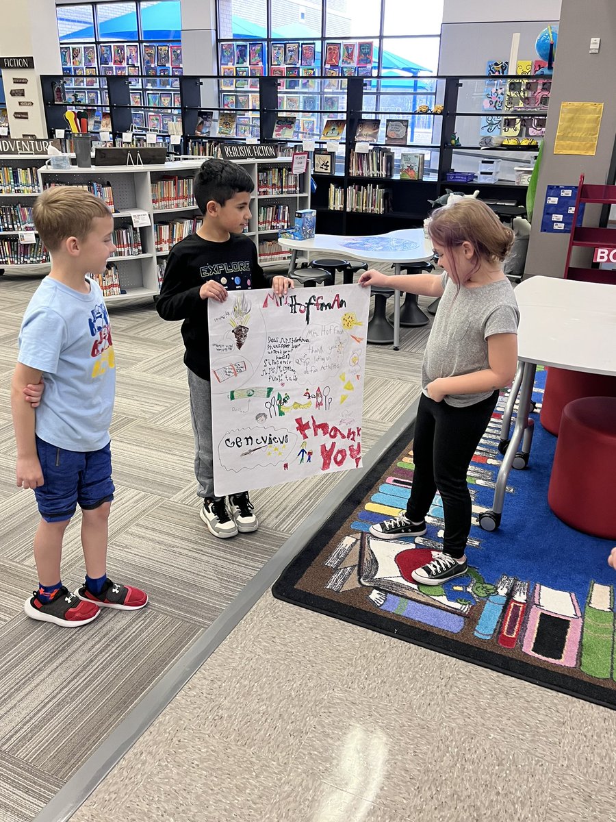 TeacherMcGraw's tweet photo. Extending our SEL lesson today to show empathy and kindness to our favorite librarian @librarian9969 because she does amazing things for our school to make it fabulous for all kids!#rootforeachother #kindness @LISDSTEM @Donald_ES @Lisd https://t.co/E27ugD5CQY