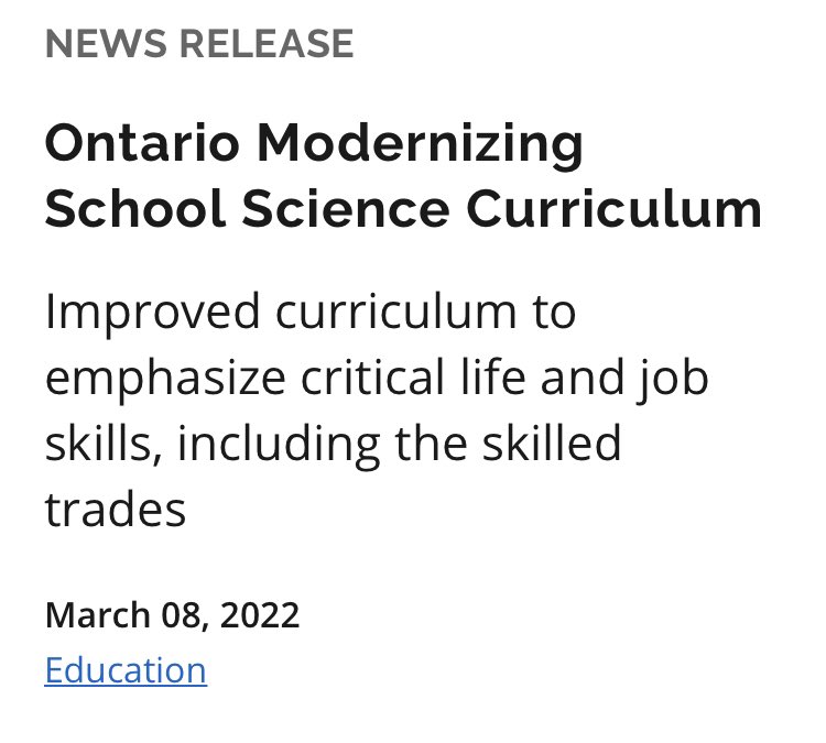 Jason_To's tweet image. Does it bother anyone else that all 3 new Ontario curricula released by this government have been framed primarily as “building job skills”? Isn’t there more to education than that, especially for 5-year-olds?