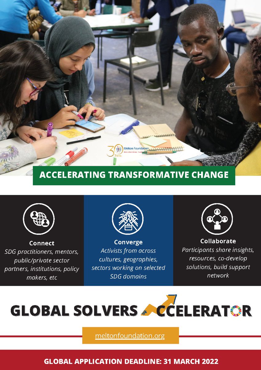 SDSNYouth's tweet photo. 📣 OPPORTUNITY ALERT: Are you a #youth leader aged between 20-35? Would you like to advance the #SDGs within your community? 🙋♀️🙋♂️
Our friends at @MFGlobalCitizen have just launched the #GlobalSolversAccelerator 🙌
Apply before March 31 ➡️ https://t.co/Rk9FRvhvEo https://t.co/s0ZqIzywTR