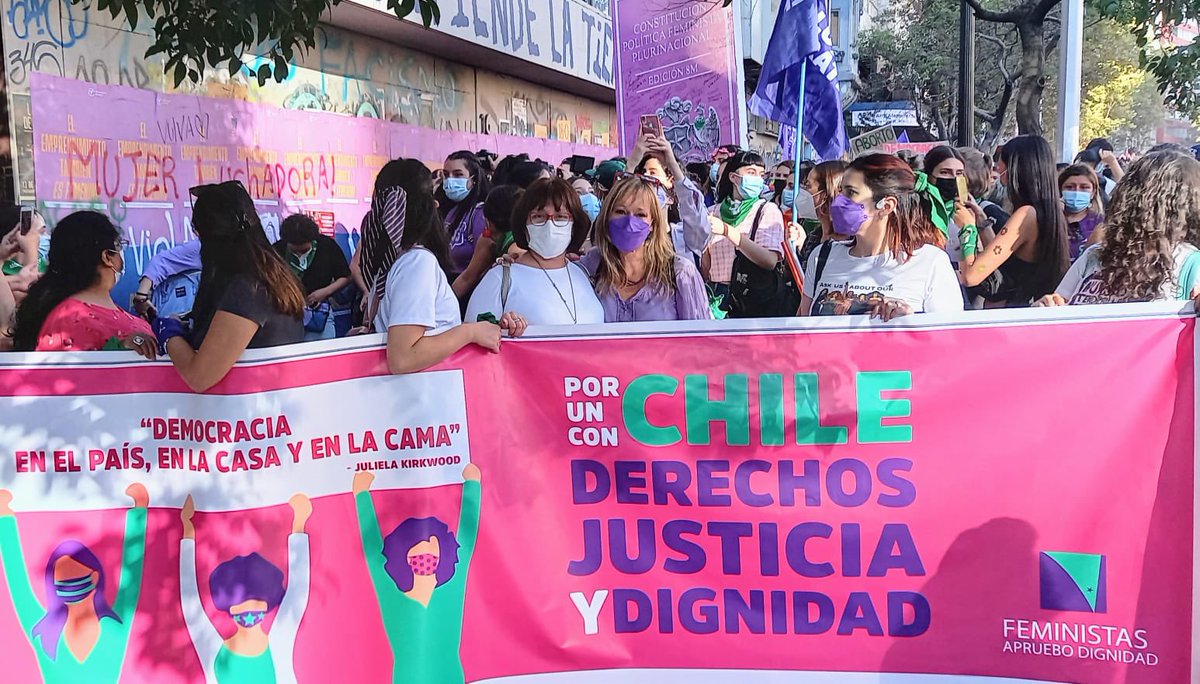 AnaMariaGazmuri's tweet photo. En este #8M marchamos desde Plaza Dignidad y en todo Chile junto a miles de mujeres. Juntas somos fuerza y seguiremos luchando cada día por más derechos, por la igualdad de género, por mayor participación y por una vida libre de violencia en Chile. Un gran y hermoso día.💜✊🏻 https://t.co/dP7YlT31SD