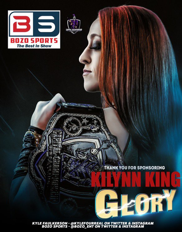 Excited to say I’m sponsoring the Mother Effing King of CCW, <a href="/KiLynnKing/">KiLynn King</a> for the upcoming @CCWAction event, #Glory! 💪 KiLynn is one of the hardest workers in the industry, and was most recently victorious at <a href="/MissionProWres/">𝐌𝐢𝐬𝐬𝐢𝐨𝐧 𝐏𝐫𝐨 𝐖𝐫𝐞𝐬𝐭𝐥𝐢𝐧𝐠</a> this past weekend. Go, King! 
@bozo_ent