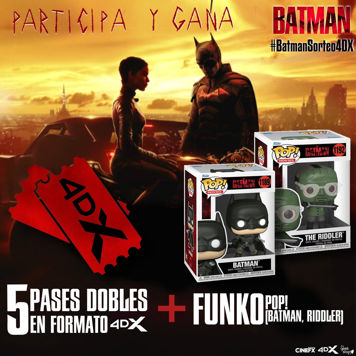 El_TioFX's tweet photo. ¿Quieres ganar un pase doble en @4DXMEXICO y un Funko pop de la película? #BatmanSorteo4DX
•Da RT ♻️ Fav ❤️
•Entra aquí: https://t.co/h1BldYyDwV https://t.co/fhFRuS8zlH