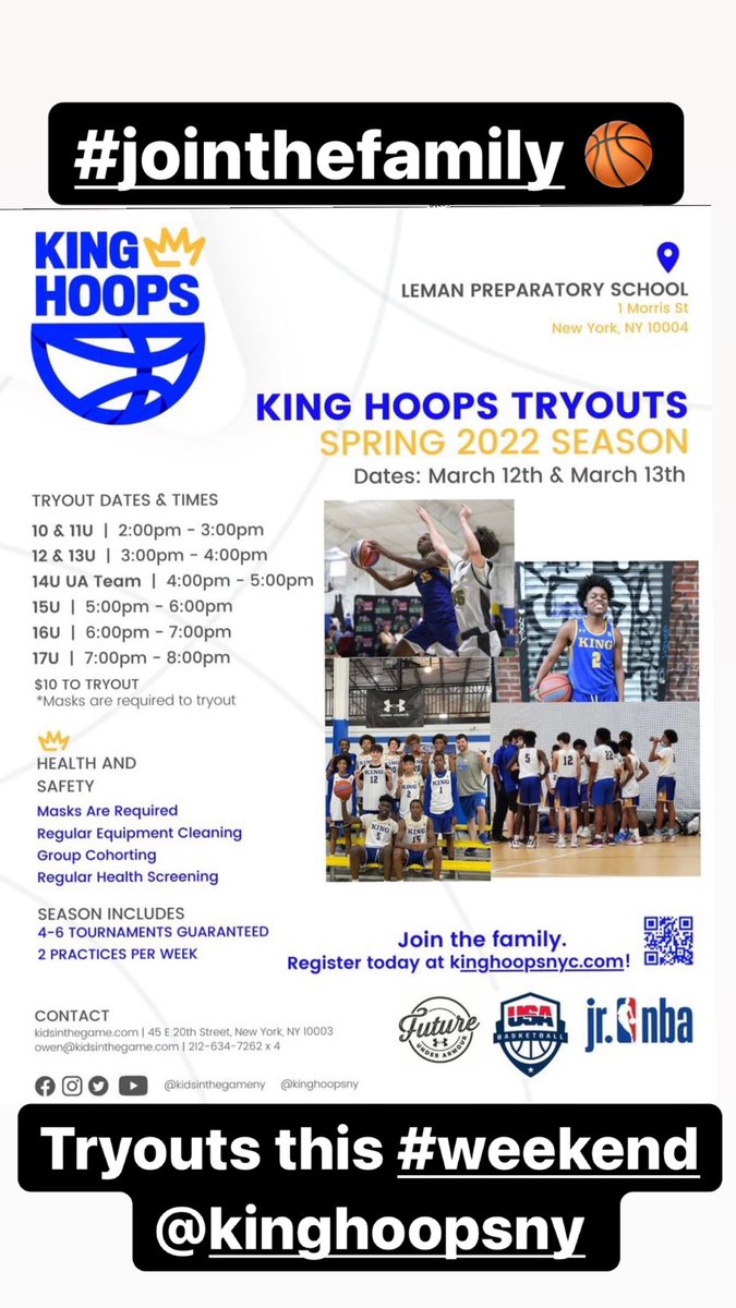 surfswimurph's tweet photo. Tryouts this #weekend @kinghoopsnyc #nychoops #nyckids #nycbasketball #kinghoopsnyc #JoinTheFamily https://t.co/2q4XciRGxa