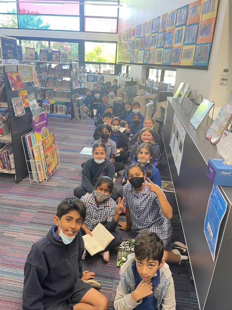acps_library's tweet photo. 4G modelling the school values for their library visit today! Wonderful role models for students at ACPS 😁@acps_library @AitkenCreekPS @Miss_Shabo https://t.co/B3OT8cGW2b