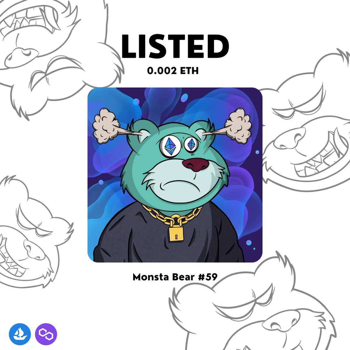 monstabearnft's tweet photo. Monsta Bear #59
Polygon network with no gas fee.
Available on @opensea , link in bio.

#nfts #nftdrops  #nftgiveaway  #nftartists #NFTdrop  #nftmagazine #nftcommunity #nftcollector #nftart #nftcollectibles #nftcollection #NFTs #nft https://t.co/MXHptLeNHI