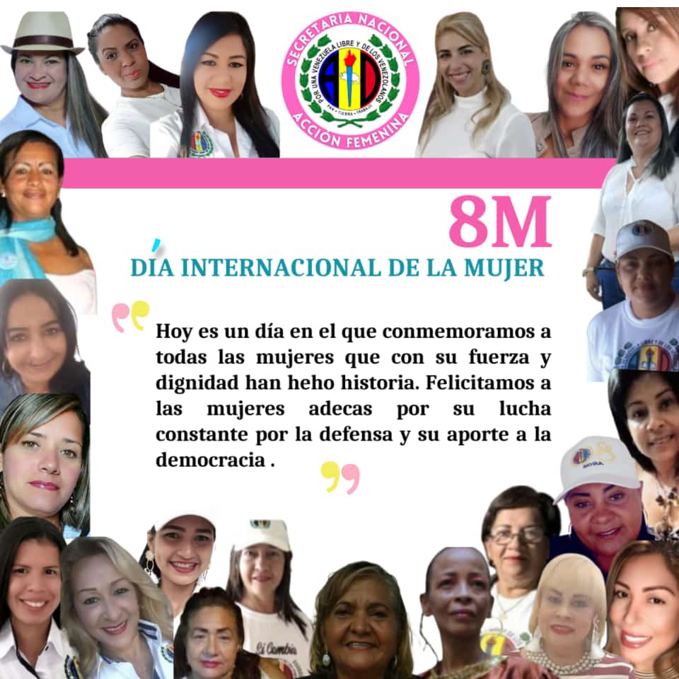 dipanagomez's tweet photo. DIA INTERNACIONAL DE LA MUJER
Hoy es un día en el que conmemoramos a todas las mujeres que con su fuerza y dignidad han heho historia. Felicitamos a las mujeres adecas por su lucha constante por la defensa y su aporte a la democracia. https://t.co/3PYzF7EDWs