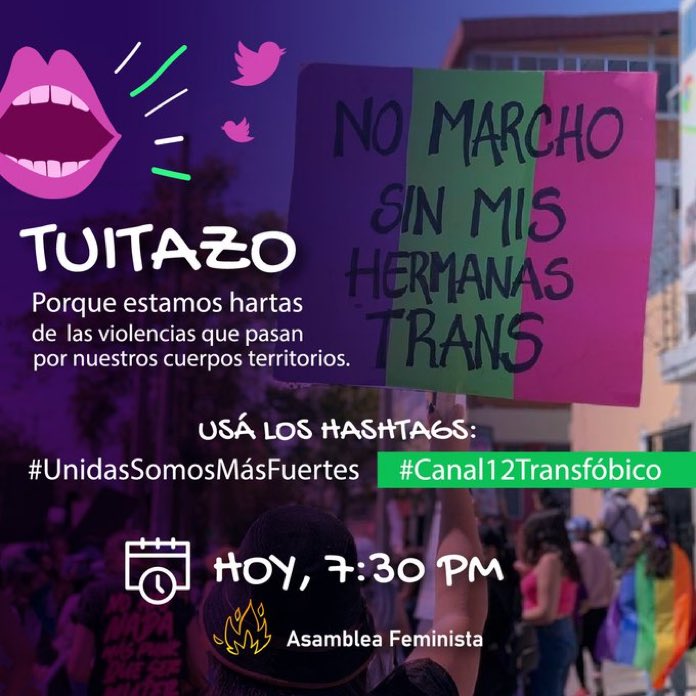 lesfem16's tweet photo. #Canal12Transfóbico 
#UnidasSomosMasFuertes
#NoTendránNuestroSilencio https://t.co/kmGQWnNFTu