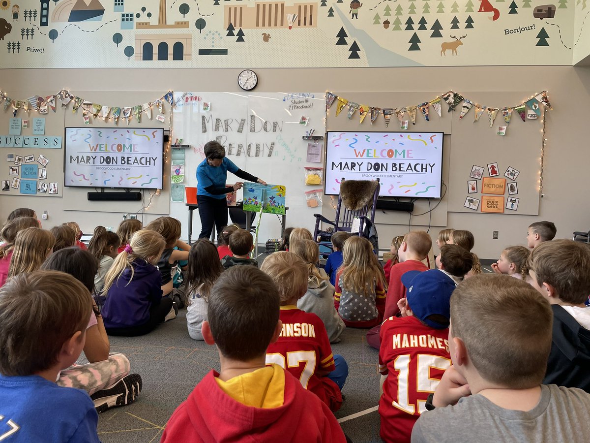 missmihelic's tweet photo. What an honor it was to have author, and former Brookwood teacher, Mary Don Beachy visit with our K-2 readers today! #bkreaders #bklibrary #authorvisit https://t.co/6t2rWjk5xW