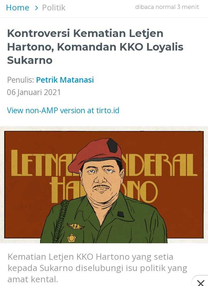 6.Tahun 1971
- 7 Januari, mantan Panglima KKO/Marinir, Jendral KKO R. Hartono ditemukan tewas dirumahnya. Pemerintah menyatakan R, Hartono tewas akibat bunuh diri. Namun rekan2nya, termasuk Letjen Mar. Ali Sadikin meragukan pernyataan itu