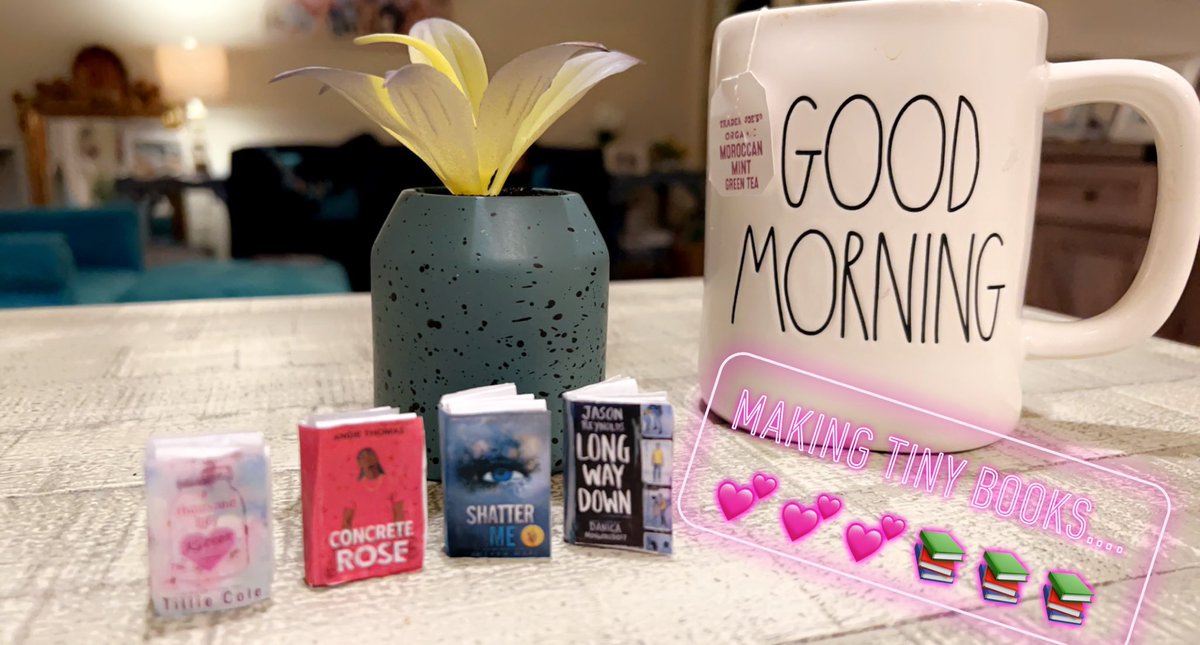 Spending my evening making #tinybooks #schoollibrarian #highschoollibrary #mohs #shatterme #concreterose #thousandboykisses #longwaydown