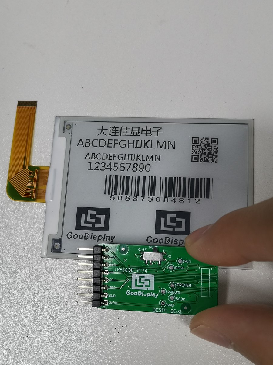 GoodDisplayCN's tweet photo. New Product Soon-3.1 inch ePaper GDEQ031T10
AND, adapter for this EPD.
#EPD #EInk #ePaper #newproduct #lowpower #adatper #electronics #drawing #GoodDisplay https://t.co/pSgmh5gWxq