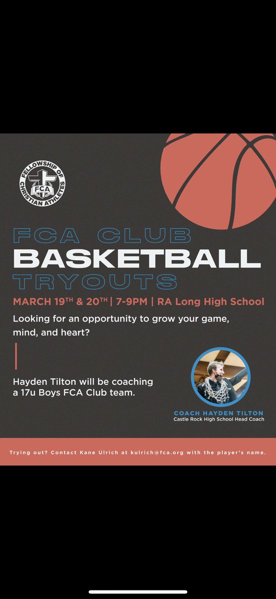Looking for a high character AAU program? I’ll be coaching an elite Cowlitz County FCA program this spring. Any local kids interested, please email kulrich@fca.org