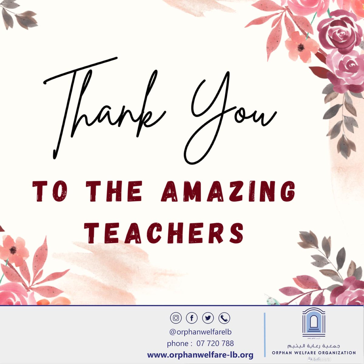 OrphanWelfareLB's tweet photo. Happy Teachers Day to our Amazing Teachers 💞🌸 #9march #teachersday https://t.co/P8WejEaZx2