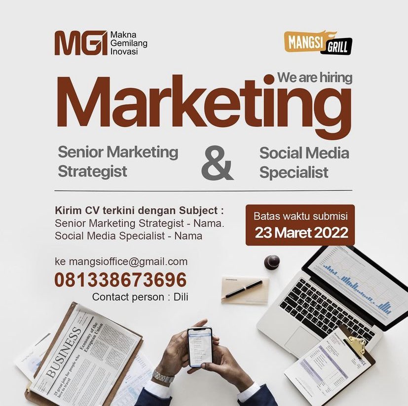 diliana_devi's tweet photo. Halo Teman Mangsi 
Mangsi membuka peluang karir di Departemen Marketing untuk posisi:

1.Senior Marketing Strategist
2.Sosial Media Specialist

Kirimkan CV terbaru kalian ke email
Mangsioffice@gmail.com
#BALILoker 
@BALILoker https://t.co/mL1xM2SW0F