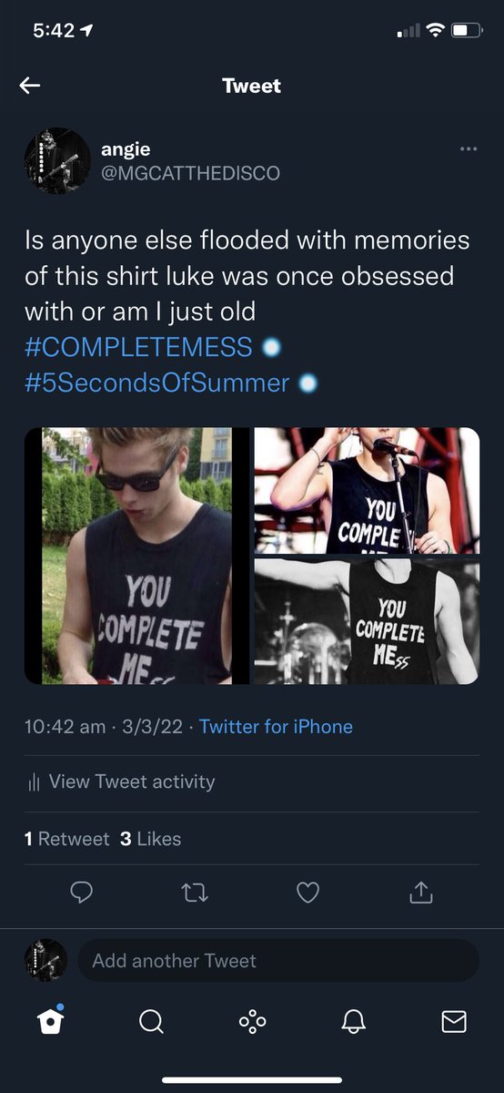 MGCATTHEDlSCO's tweet photo. @Luke5SOS stop stealing my content please and thanks #COMPLETEMESS https://t.co/QIfCWJdAMs