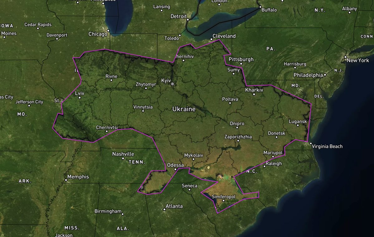 Jason Brush (@jasonbrush) on Twitter photo Relative size of Ukraine to the United States. (Made with <a href="/stamen/">Stamen Design (@stamen@vis.social)</a>'s Scale-a-tron stamen.github.io/scale-a-tron/) Relative size of Ukraine to the United States. (Made with <a href="/stamen/">Stamen Design (@stamen@vis.social)</a>'s Scale-a-tron stamen.github.io/scale-a-tron/)