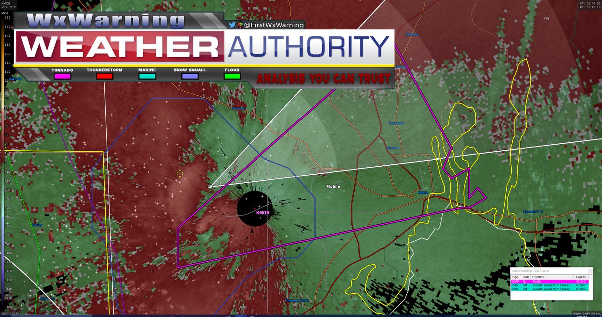 This PDS #tornado will be in (or just slightly to the N of) Mobile in 15 minutes or less, take shelter NOW #severewx #wx #severeweather #Alabama #alwx