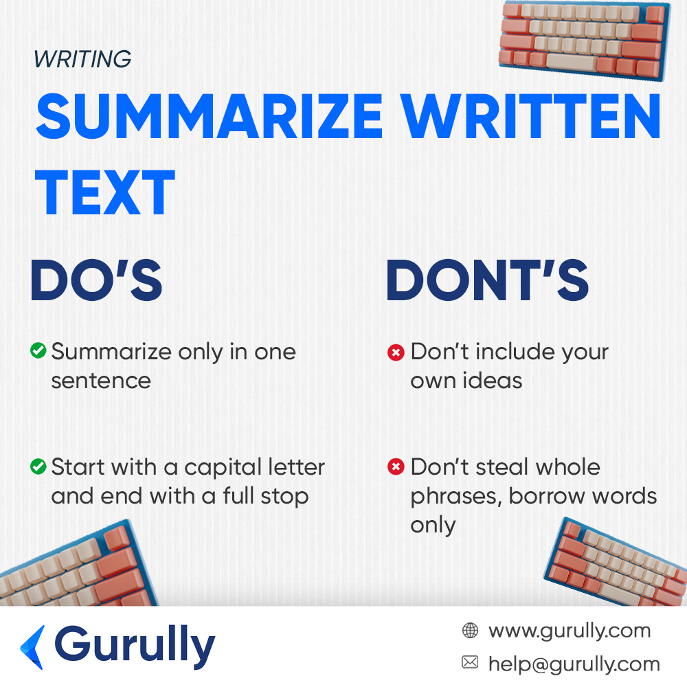 gurullyofficial's tweet photo. Tips of the week - PTE Summarize Written Text(Writing)
Things to remember while attempting the Summarize Written Text question type. (Do's & Don't)
Stay tuned with us for more tips and tricks @gurullytech
#tipsoftheweek #summarizewrittentext #ptesummarizewrittentext #gurullytips https://t.co/YZk3ZkG1Ki