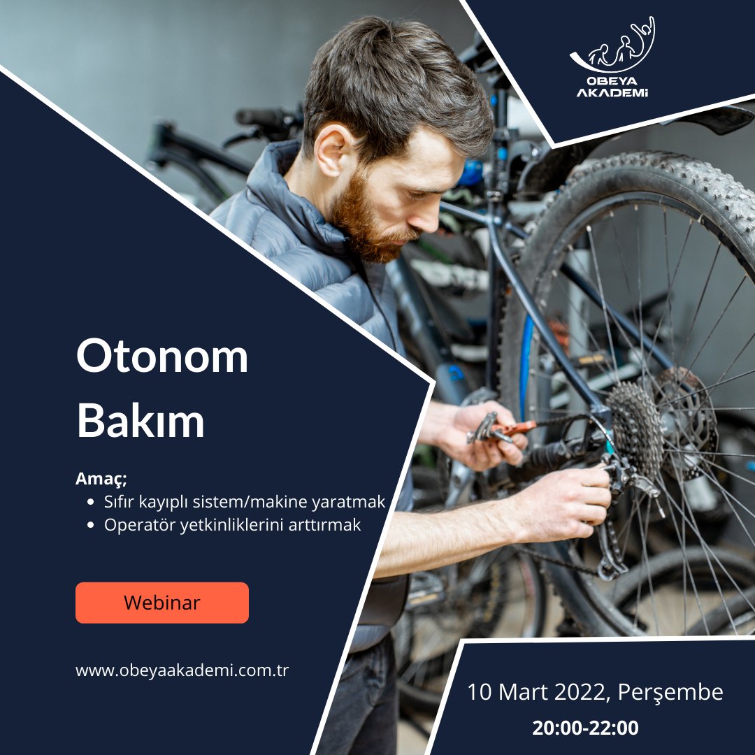 Webinar: Otonom Bakım Bölüm 2/2
10 Mart 2022, Perşembe | 20.00
lnkd.in/eh4f3nbe

#etkinlik #webinar #eğitim #otonombakım #bakımyönetimi #tpm #yalınüretim #yalınyönetim #kaizen #leanproduction #leanmanufacturing