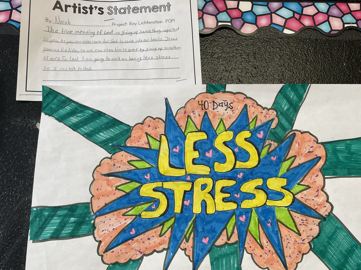 MsKatrinaNeal's tweet photo. Lent Pop Art! Gr.6/7 were very engaged by using 1–2 words to make stand out what they would sacrifice for 40 days and do penance, pray, fast, and give alms. Their creations came with deep, diligent thought. They turned out beautiful! #preparingforeaster @alcdsb @alcdsb_shrb https://t.co/mze2h0UCIR