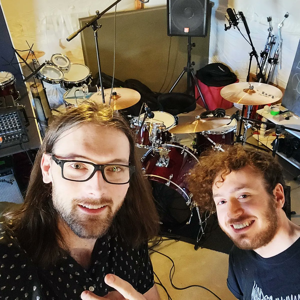 viewfindersDEN's tweet photo. Recording some drums for a few new Viewfinders tracks!  @ryanmixsmith on drums with Shoaler doing the engineering.  Just two bros recording some dum dum dums.

#indiemusic #indierock
#drums #drumset #drummer #recording #dreampop #coloradomusicians #coloradomusicscene https://t.co/DAGiFwurY4
