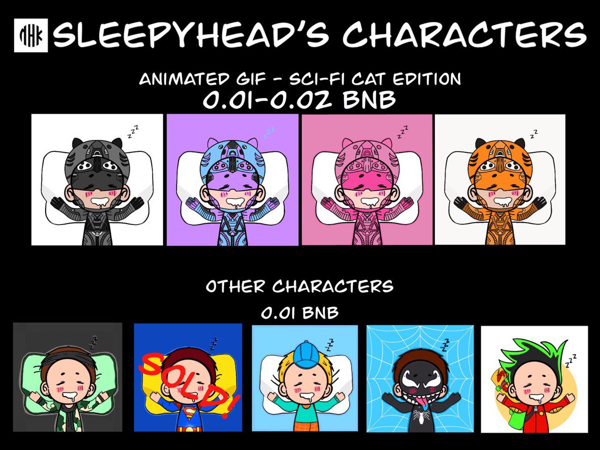 Good morning everyone ☀️❤️

8 more lefts!  👀👀 Here are SleepyHead's character ✨

😱✨0.01-0.02 BNB ONLY✨😱

Can offer too if you like😊🤩 

app.pentas.io/user/nhkarts

#pentas #nftpentas  #PentasianSupportPentasian #pentasian #pentasio <a href="/Pentasian/">PENTASIAN</a> <a href="/belakangpentas/">belakangpentasmy</a> <a href="/pentas_io/">Pentas | NFT Marketplace</a>