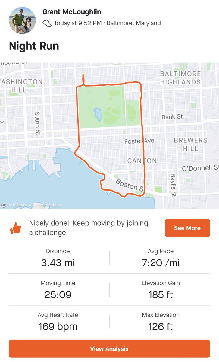 GrantButschek's tweet photo. I’ve always enjoyed running but have had a really hard time staying committed to doing it consistently over the past couple years. I’m really trying to change that now and I’ll be making some tweets to hold myself accountable. First run of this journey is in the books! https://t.co/5iJpW1IS2D