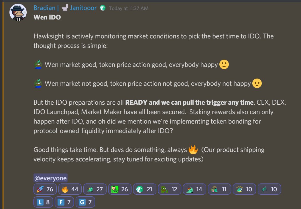 HawkFi_'s tweet photo. Wen IDO and staking rewards https://t.co/Y7gU7L7a8u