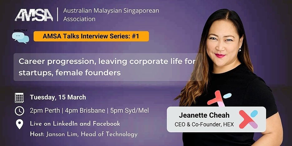 Excited to announce the 1st episode of #AMSATalks with one of the 40 Under 40 Most Influential Asian Australians Jeanette Cheah, in conjunction with #IWD2022 
Registration link here amsa.com.au/event/amsa-tal…