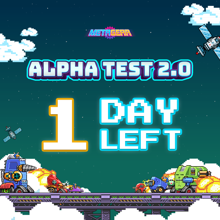 MetaGearGame's tweet photo. 🔥 THE ALPHA TEST 2.0 WILL END IN JUST 24 HOURS 🔥

There are less than 24 hours left to participate in MetaGear Alpha Test 2.0 you guys 💥💥 Last chance to join the events and get yourself some attractive prizes from MetaGear 🎁

 👉 https://t.co/BTv5tRxuhH https://t.co/QgSIGvtuTt