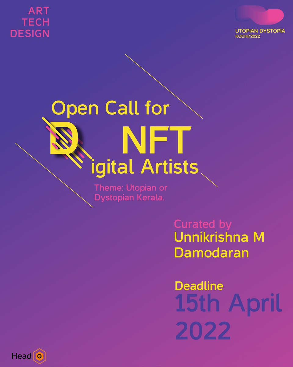 Utopiandystopi2's tweet image. Are you excited to be a part of Utopian Dystopia NFT Exhibition?

Selected works will be on display for ten days during our festival. Artists can sell their NFT&apos;s directly through any platform they wish. 
Link: lnkd.in/guiiBcvk
#nft #opencall
#digitalart #nftgallery