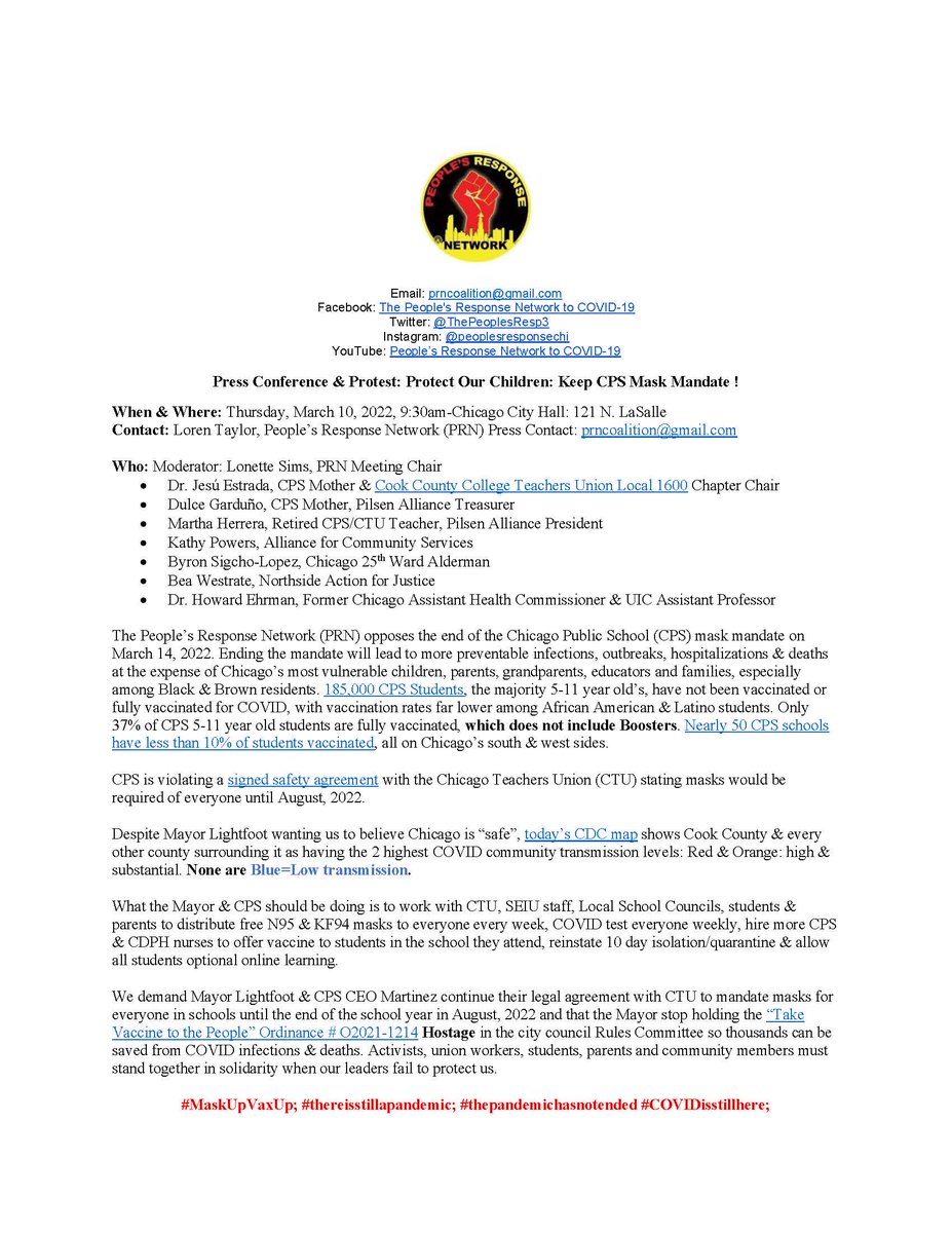 Chicago Parents, Organizations, Elected Officials Demand Chicago Mayor Lightfoot Keep School Mask Mandate