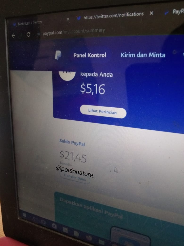 poisonstore_'s tweet photo. Wts
Saldo paypal $21.45
Rate 14.200
Direct/rekber gass
Payment  :
BCA/sea bank/bank jago
Dana/ovo/spay

#zonauang #zonaba #zonajajan #PayPal #zonabu #cv #wts https://t.co/hGQfNYI0au