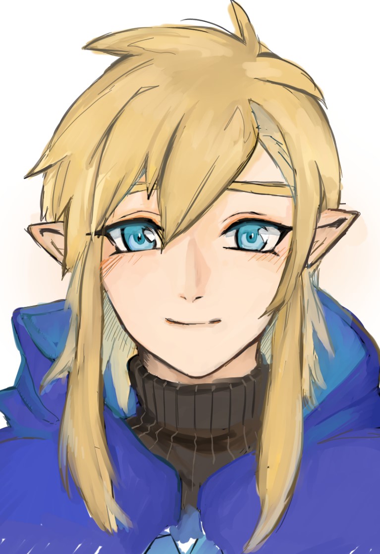 link pointy ears 1boy solo male focus blue eyes smile blonde hair  illustration images