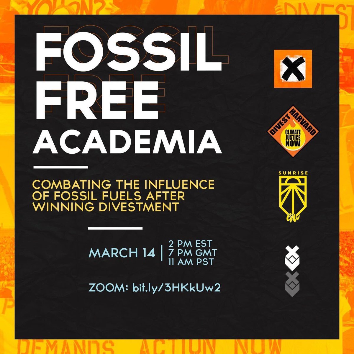 CollegeClimate's tweet image. Join us on moving forward after divestment: kicking toxic ff industry money out of climate research and ending universities’ relationship to the climate crisis architects once and for all. Register here: bit.ly/3HKkUw2!
@divestharvard @sunrisemvmtgwu @CamClimJustice