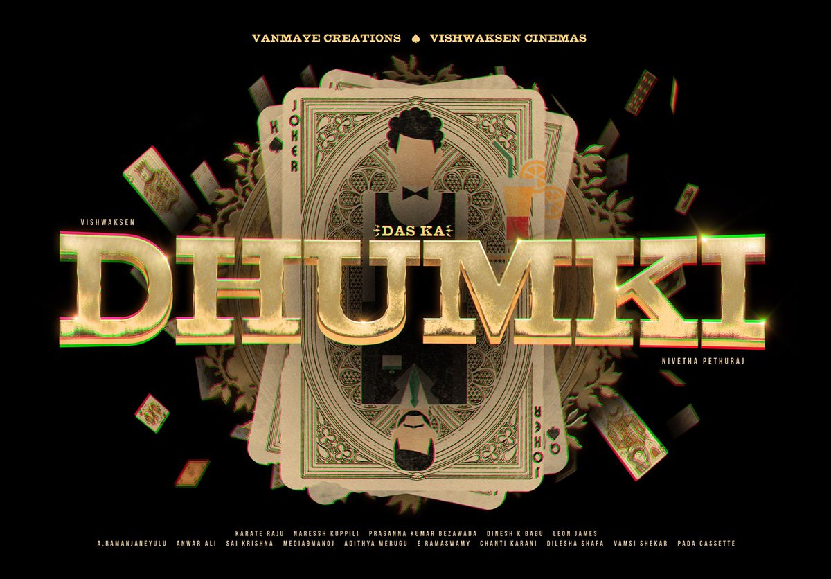rameshlaus's tweet photo. KHEL SHURuuu🃏
Paagal combo is back📣
'Mass Ka Das' @VishwakSenActor’s #VS8 is #DasKaDhumki 💥
Co-🌟ing @Nivetha_Tweets ❤️
#VanmayeCreations #VScinemas📽️ #ProdNo2
Director @NaresshLee
Producer #KarateRaju
✍🏻 @KumarBezwada
📽️ #DineshKBabu
🎵@leon_james
✂️#AnwarAli https://t.co/NNrhkauDJ6