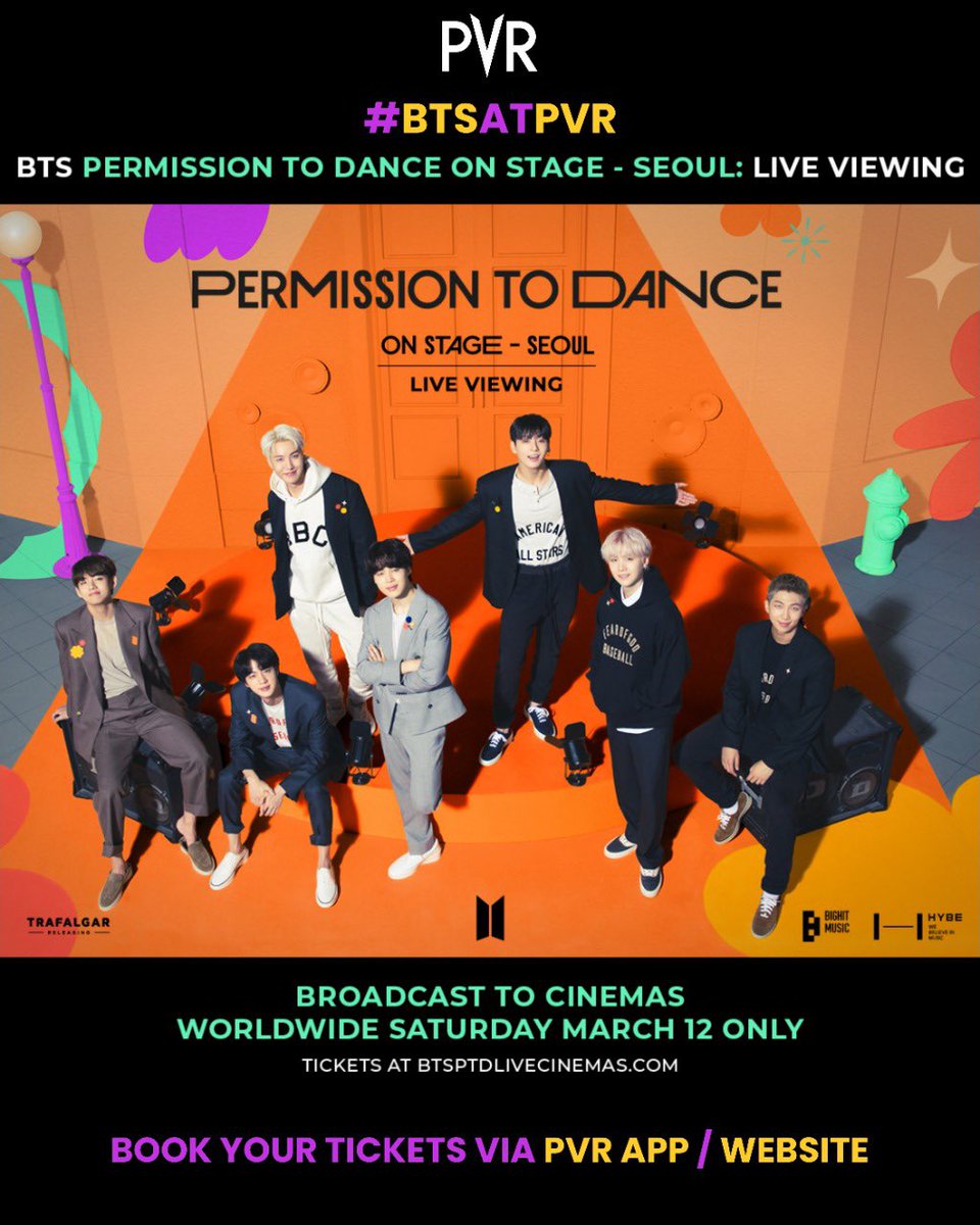 FIRST TIME IN INDIA!💜
Watch BTS Permission To Dance On Stage - Live Screening, only in PVR Cinemas on 12th March, 2022

Don’t miss the chance! Book your tickets now: pvrcinemas.com

#BTS #LiveScreening #BTSAtPVR #permissiontodanceonstage #BackAtPVR #BTSArmy