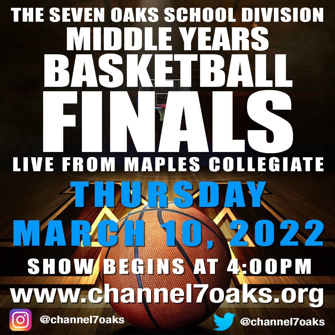 The SOSD Middle Years Basketball Finals. This Thursday on Channel. Live show starts at 4:00pm. <a href="/Maples1330/">Maples Collegiate</a> @7OaksSchoolDiv