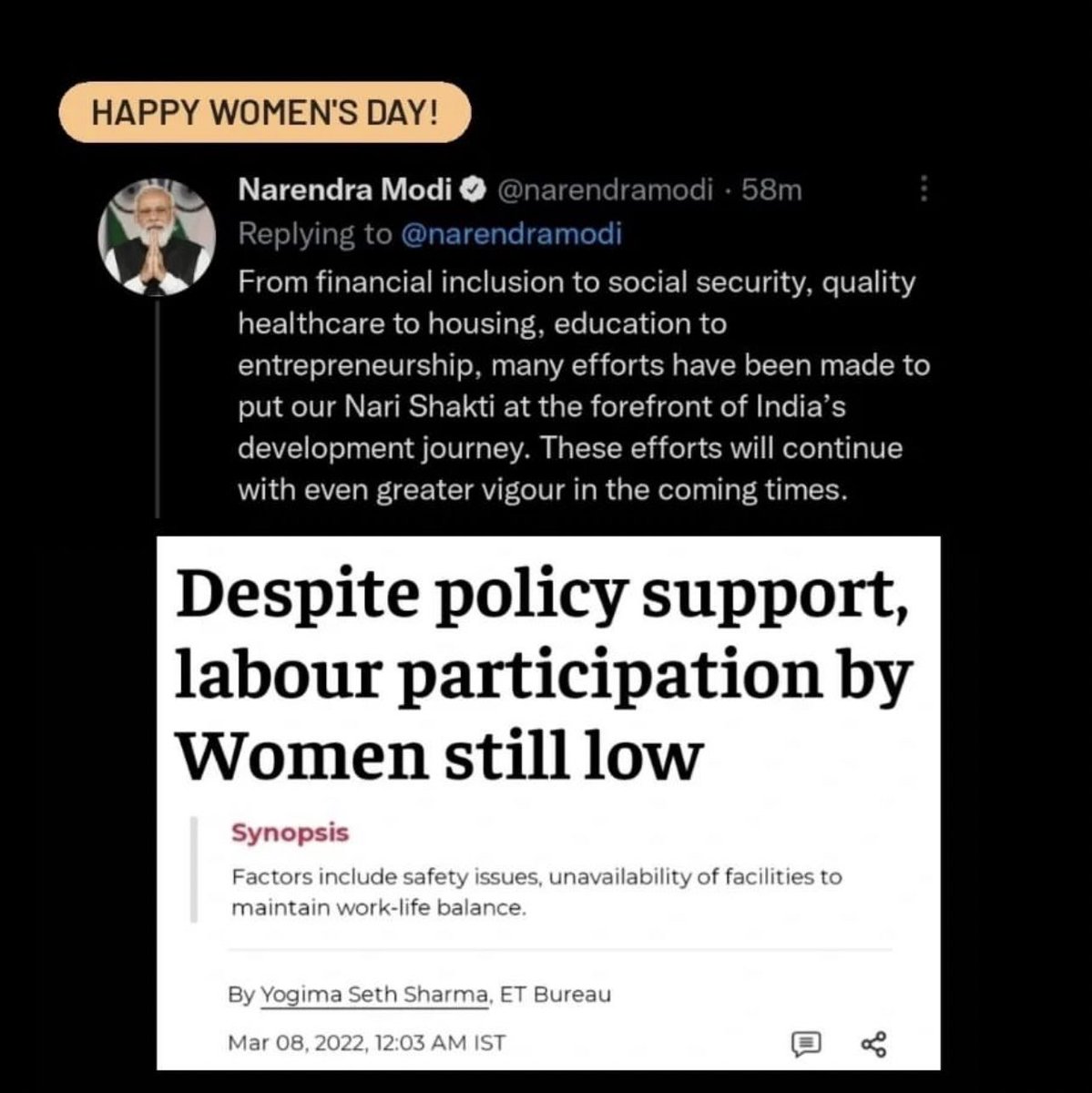 itsBrarBaby's tweet photo. Women's day in India 🇮🇳
Hypocrisy bandh kro.@narendramodi
#ModiAgainstWomen https://t.co/9KEdHl4xpY