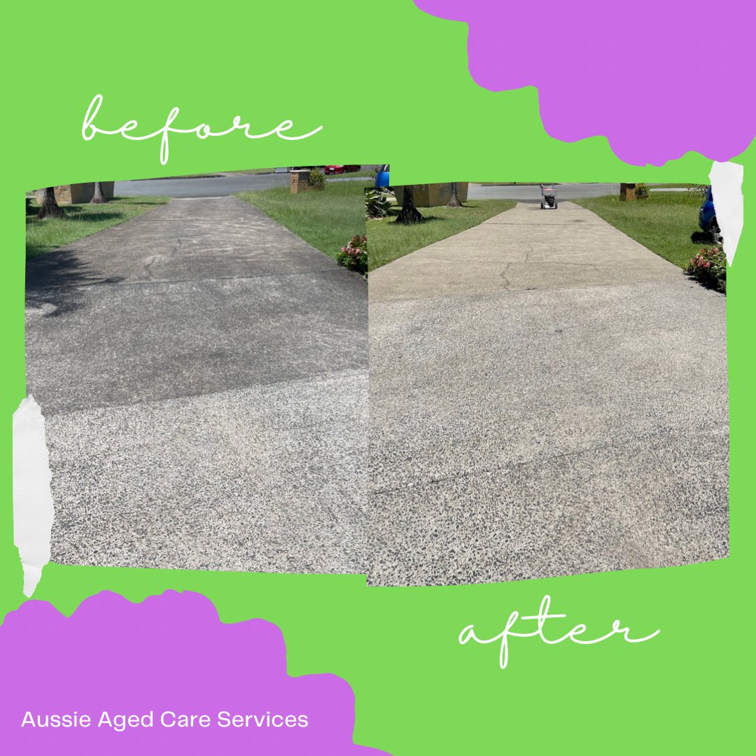 infoaacares's tweet photo. The #AussieAgedCare #team offer #services to keep the #elderly in their #homes for as long as possible. One of these services is #pressurecleaning. This is useful for our clients which have #pavers or #concrete which can get dirty and discoloured over long periods of time. 💜 https://t.co/ishYq4pTyP