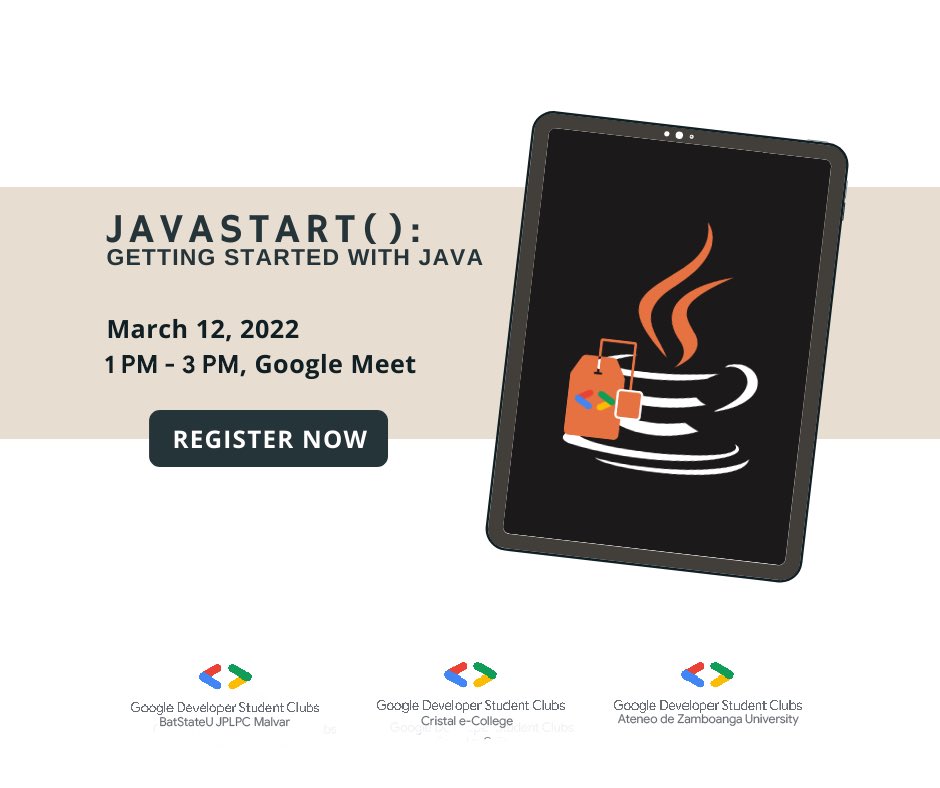 gdsc_cec's tweet image. JavaStart(): Getting Started with Java

RSVP NOW
gdsc.community.dev/e/mj6vc3/

#LearnJavaProgramming
with #GoogleDeveloperStudentClubs