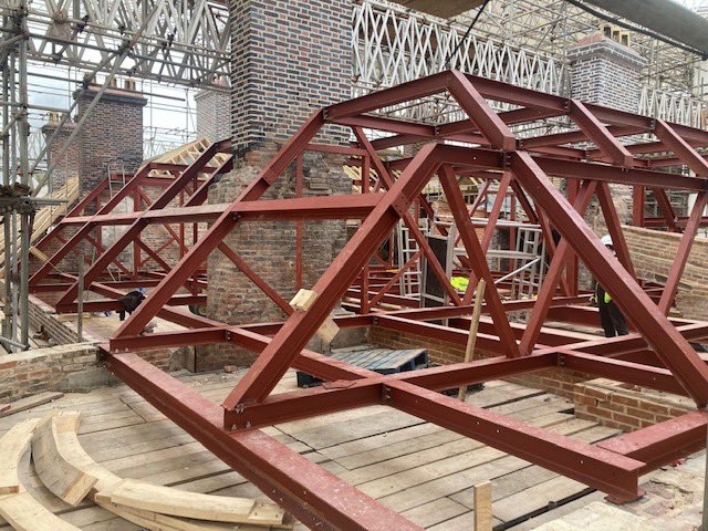 Following a stormy end to February we’ve had a very productive start to March installing the roof steels <a href="/BetleyGardens/">Betley Court Gardens</a>