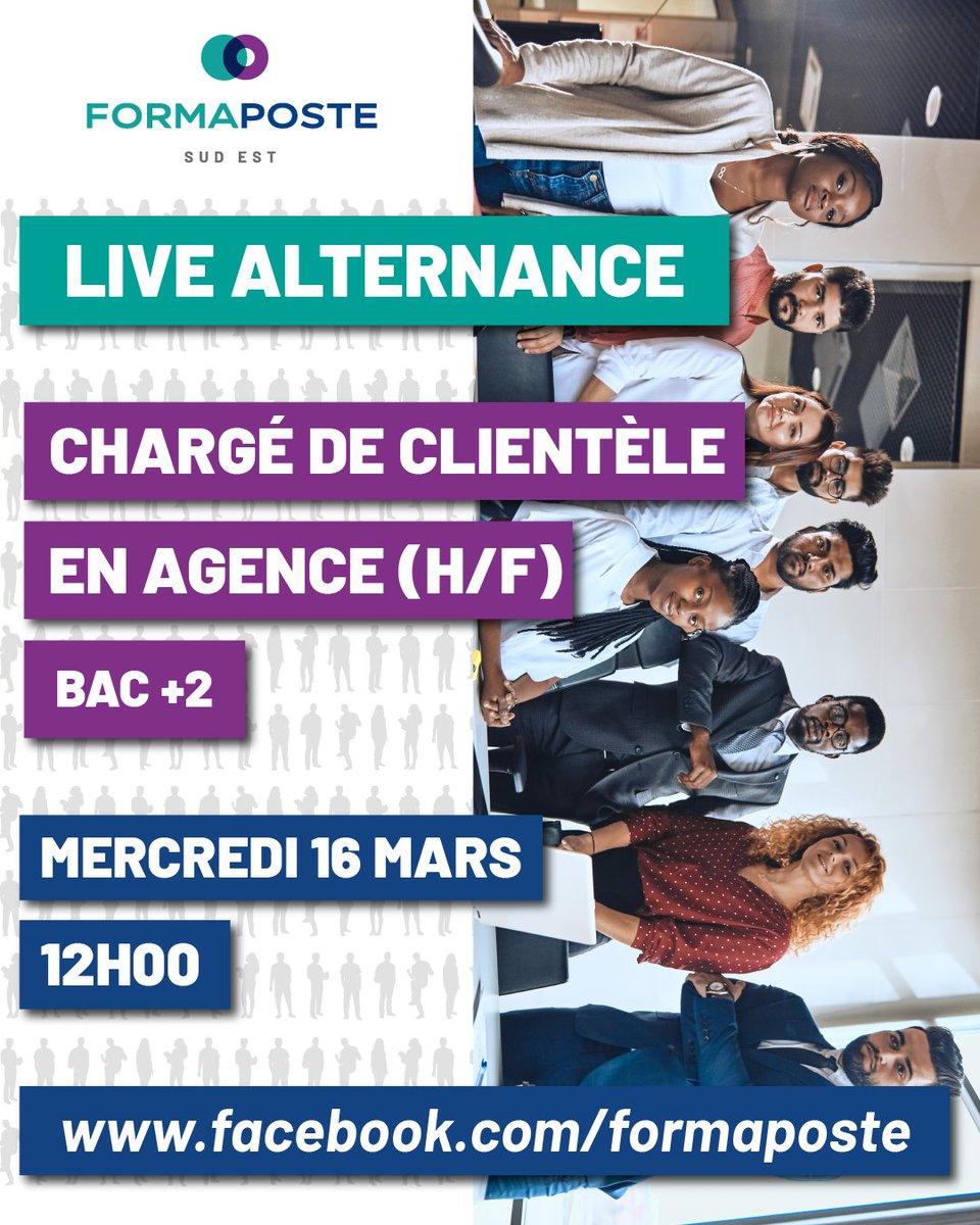 laposterecrute's tweet photo. 🎓 [Alternance]
A la recherche d'un contrat d'#alternance pour l'année prochaine ?
Découvrez le métier de Chargé de clientèle en agence lors d'un Live Streaming.
📆 RDV le 16 mars à 12H00 avec @Formaposte 
➡️ https://t.co/uqxDjSe84y
#Job #emploi https://t.co/e3FANFQSNx